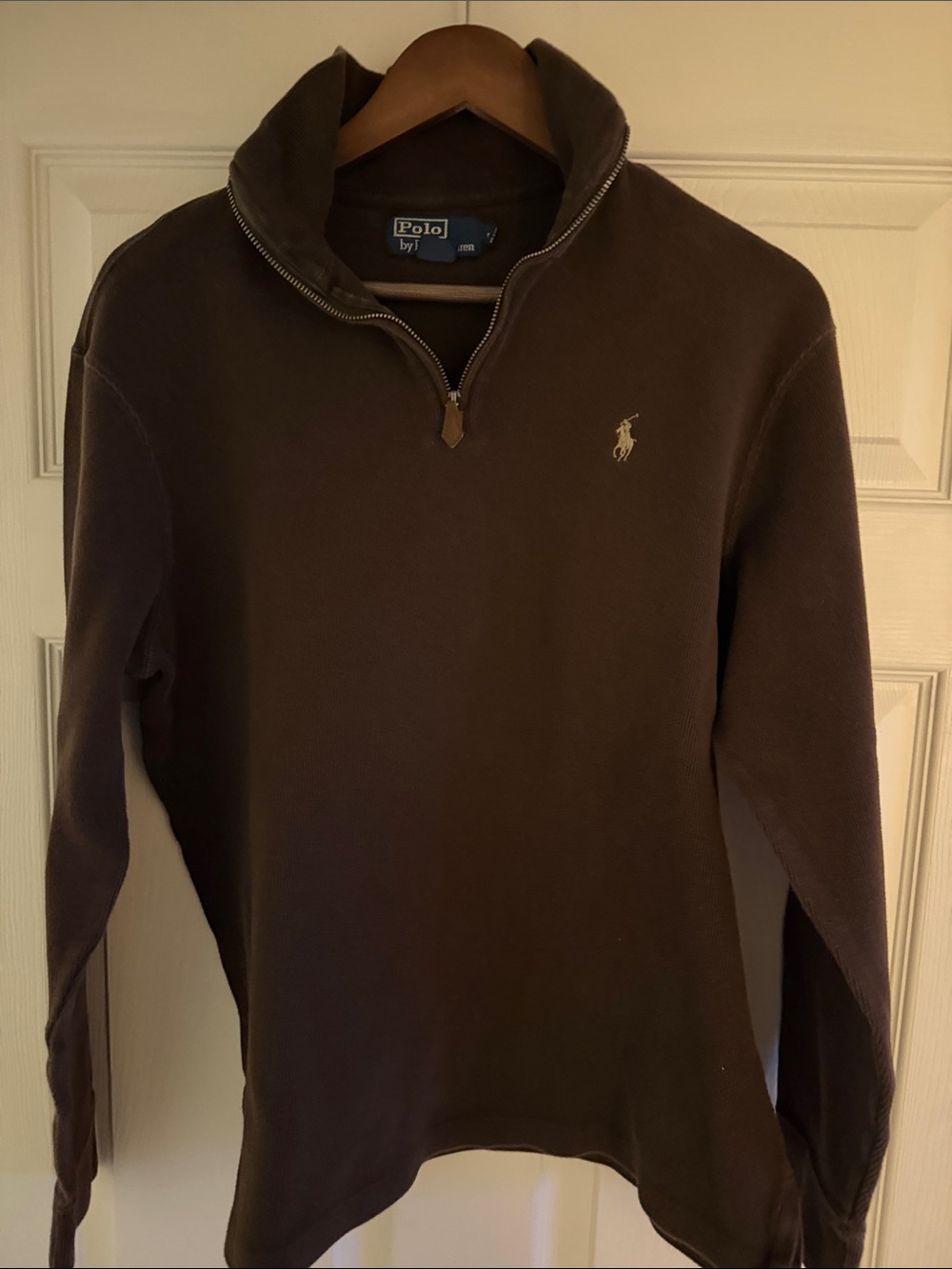 Polo by Ralph Lauren Dark Brown Quarter-Zip Sweater with Logo